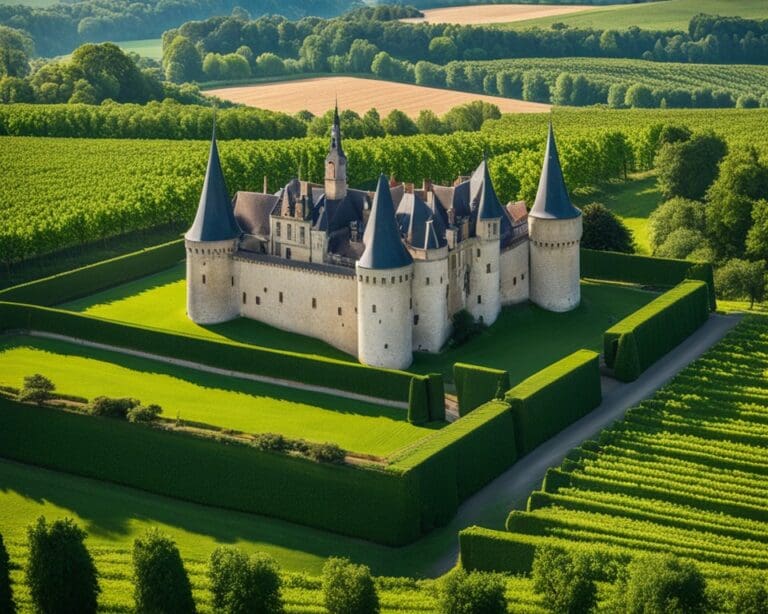 Verken middeleeuwse kastelen en wijngaarden in de Bourgogne, Frankrijk
