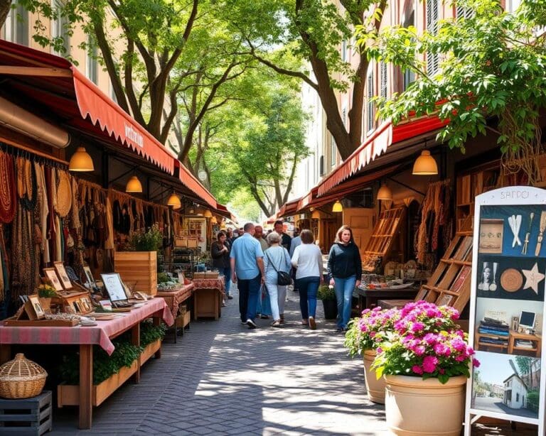 Bezoek een ambachtelijke markt in een sfeervolle straat