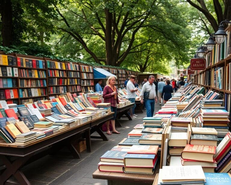 Bezoek een boekenmarkt met zeldzame en unieke titels