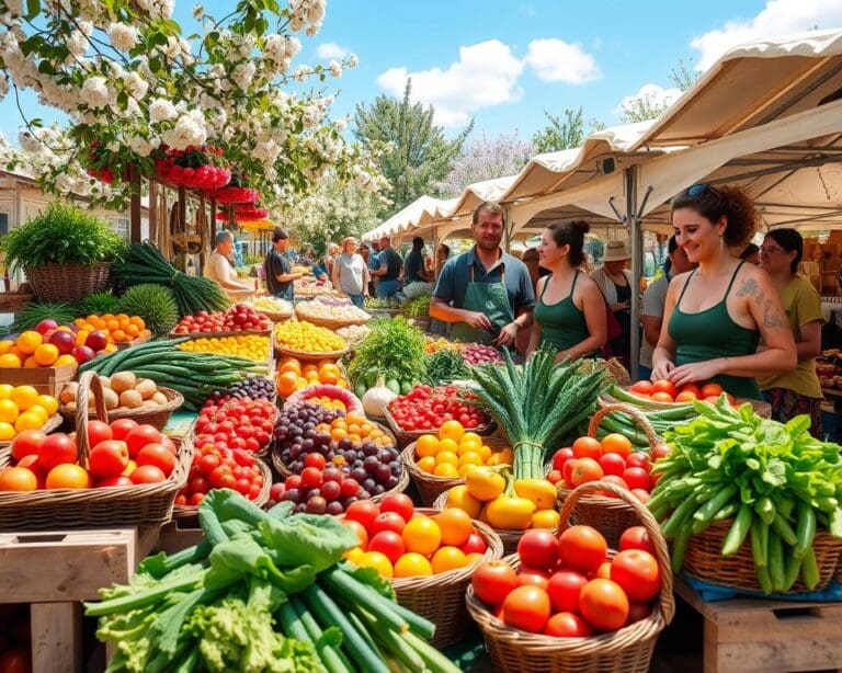 Bezoek een boerenmarkt vol vers geplukte producten