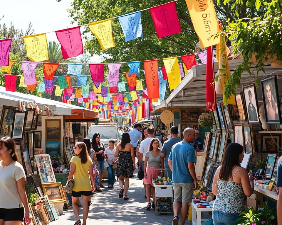 Bezoek een kunstmarkt met werken van lokale kunstenaars