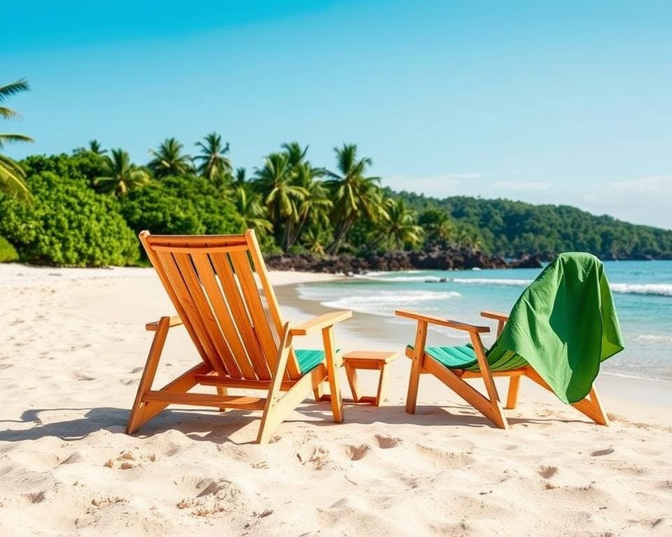 Duurzame strandstoelen voor ontspanning aan zee