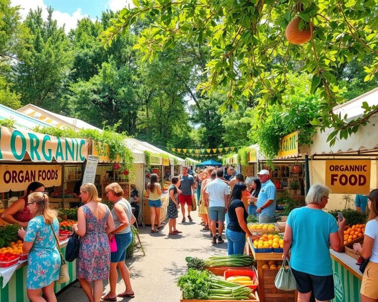 Ga naar een festival met biologisch eten en duurzame producten