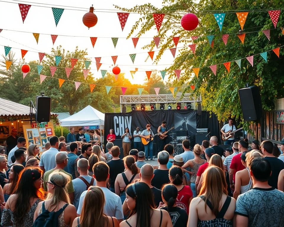 Ga naar een kleinschalig muziekfestival met indie bands