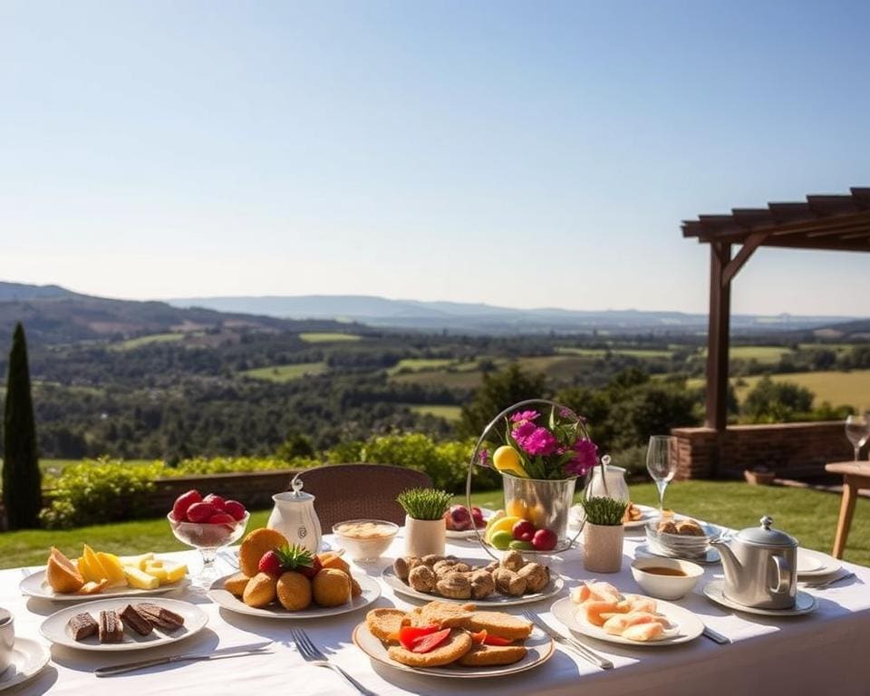 Geniet van een brunch op een landgoed met uitzicht