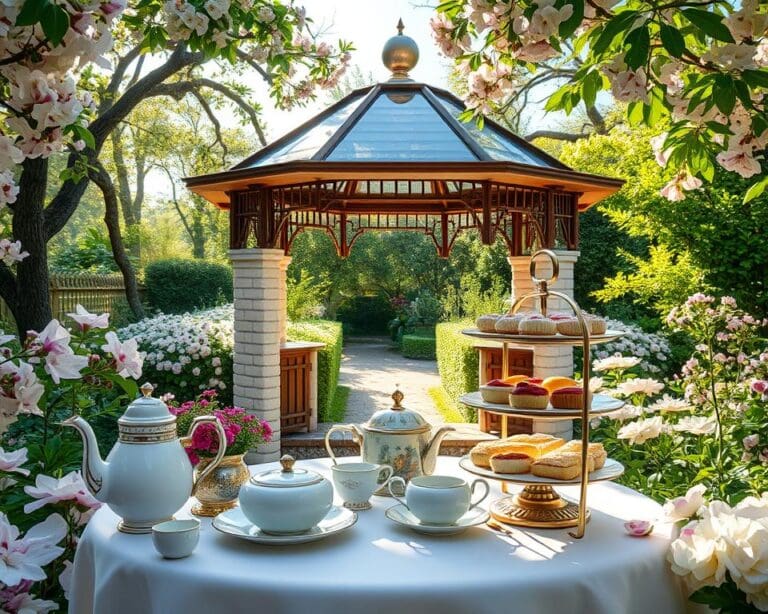 Geniet van een high tea in een elegant paviljoen