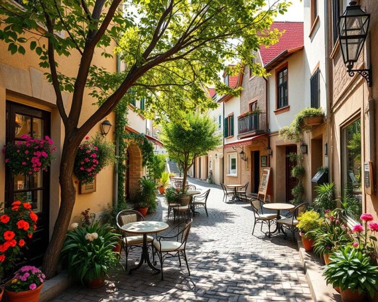 Ontdek een schattig café in een pittoreske stad