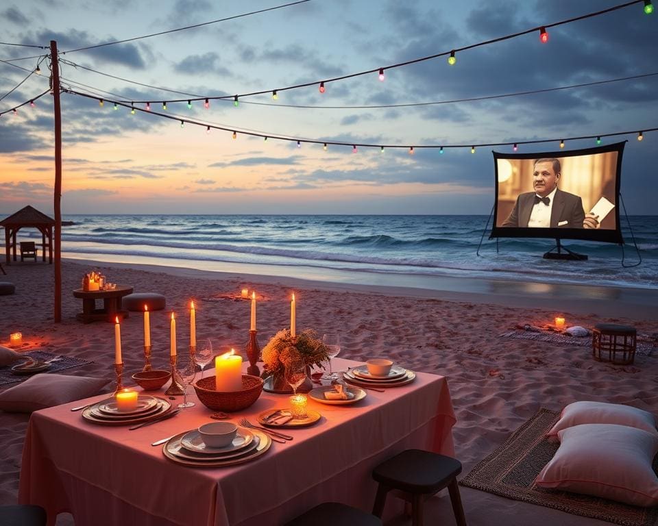 filmavond met diner op het strand