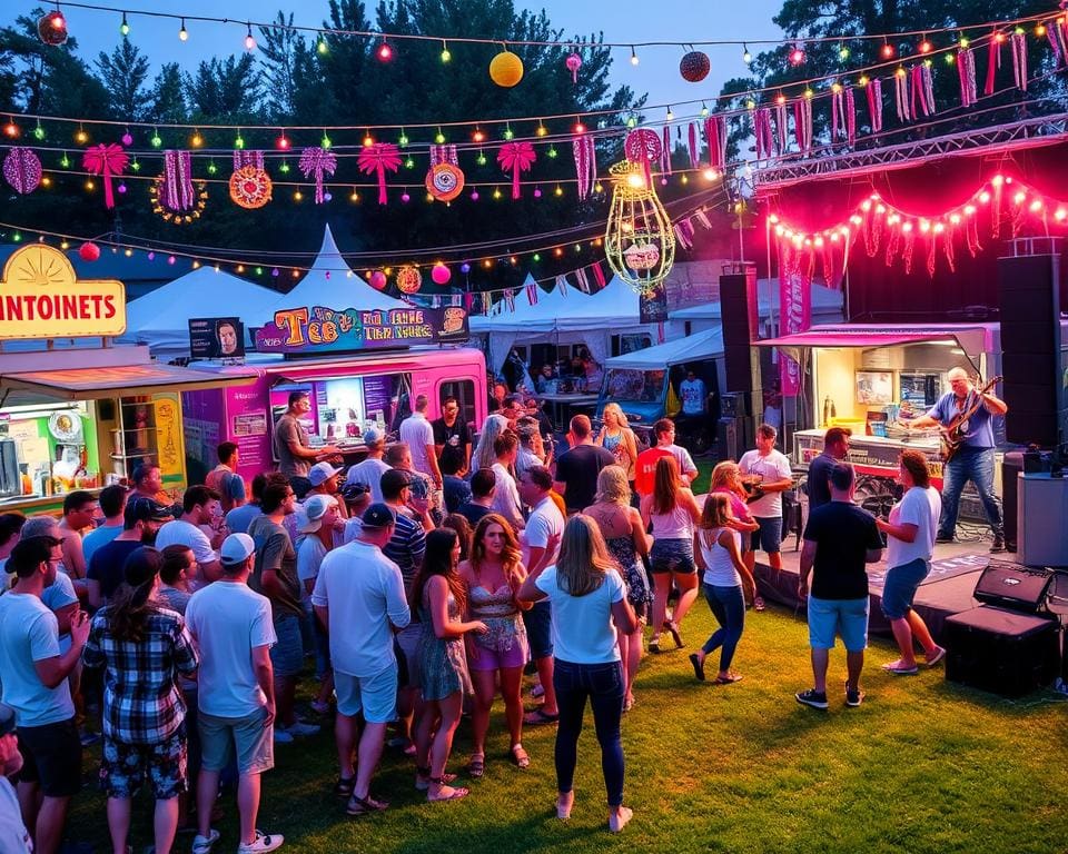 livemuziek en foodtrucks op muziekfestival