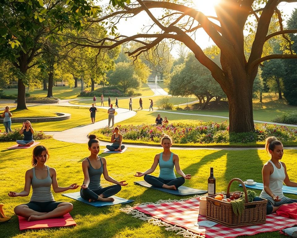 Parkdag met yoga, meditatieve wandelingen, picknick